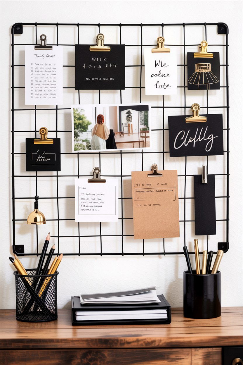 Wire Wall Grid Organizer - 30 bedroom memory wall ideas