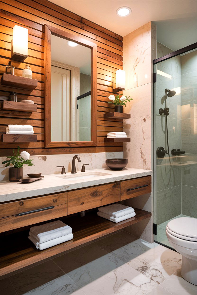 Wood Accent Bathroom - 30 gorgeous bathroom ideas