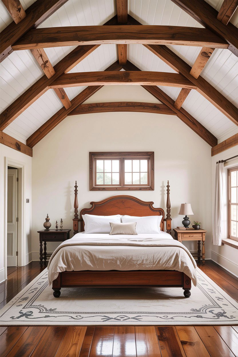 Wood Beam Vaulted Ceiling - 30 bedroom vaulted ceiling ideas