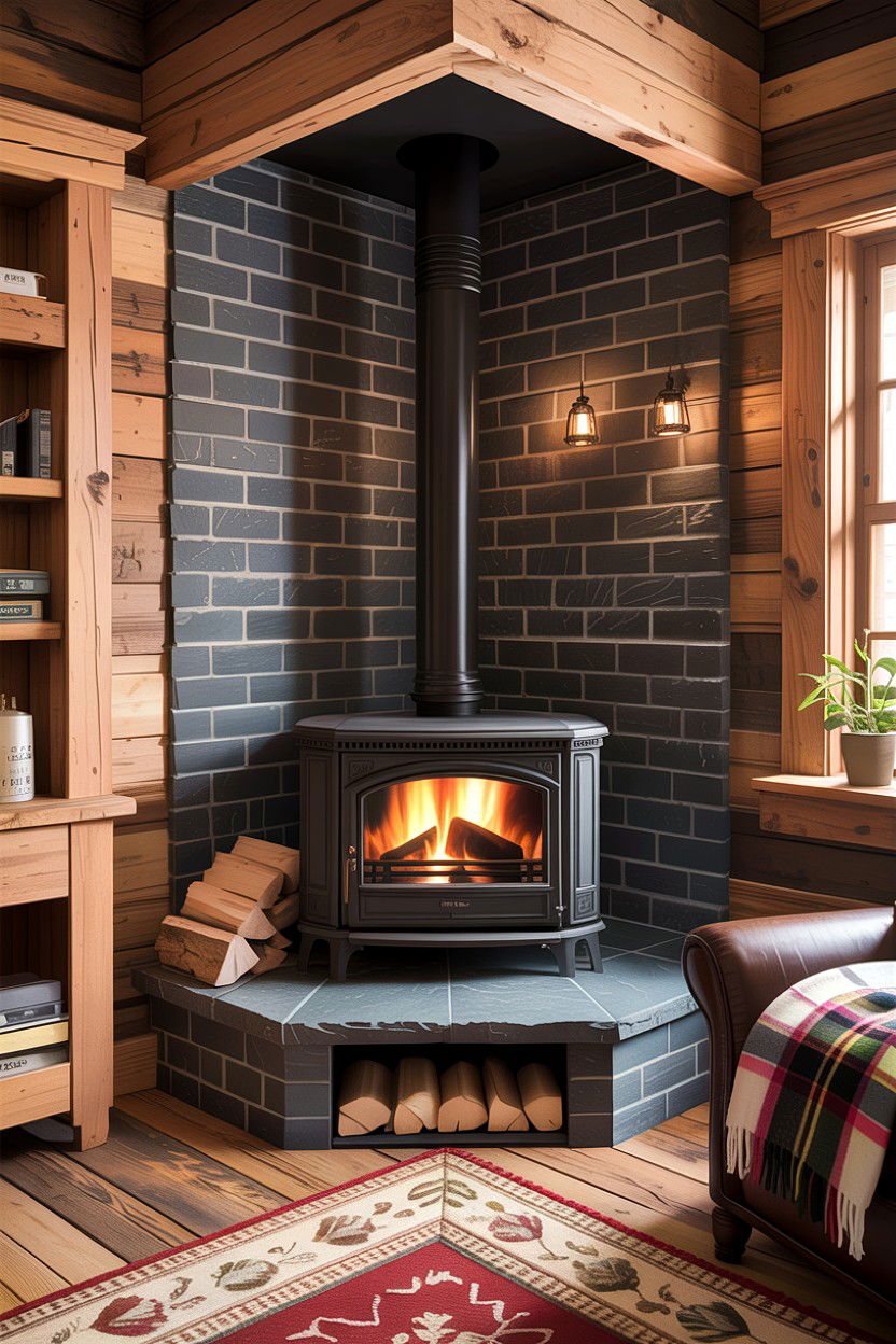 Wood Burning Corner Fireplace - 30 living room corner fireplace ideas