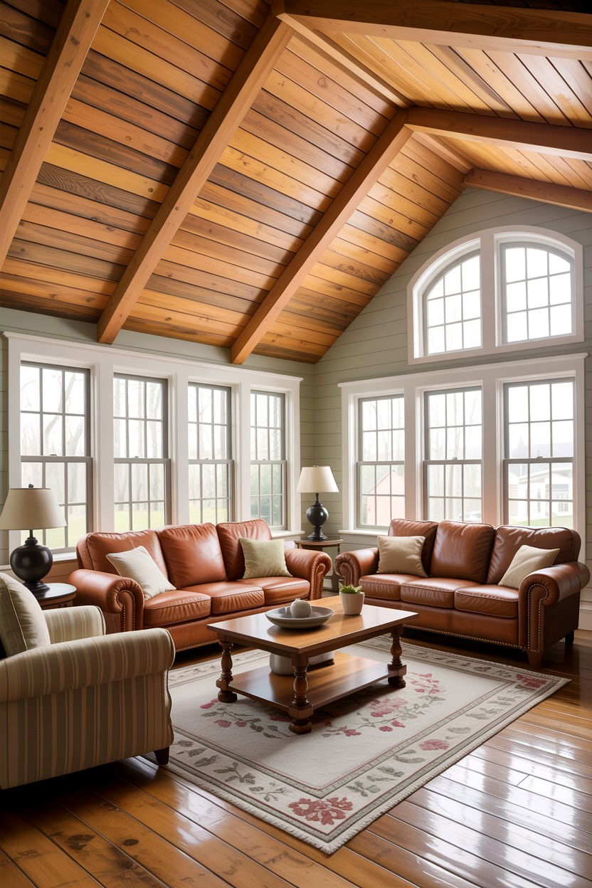 Wood Ceiling Planks - 30 living room custom woodwork ideas