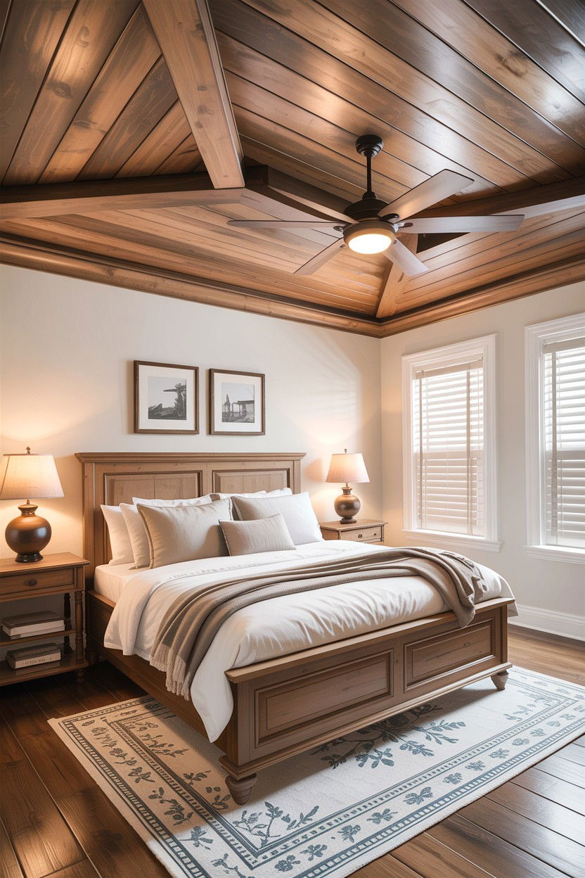 Wood Ceiling Planks - 30 fixer upper bedroom ideas