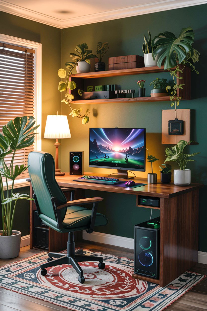 Wood Desk Gaming Setup - 30 gamer setup bedroom ideas