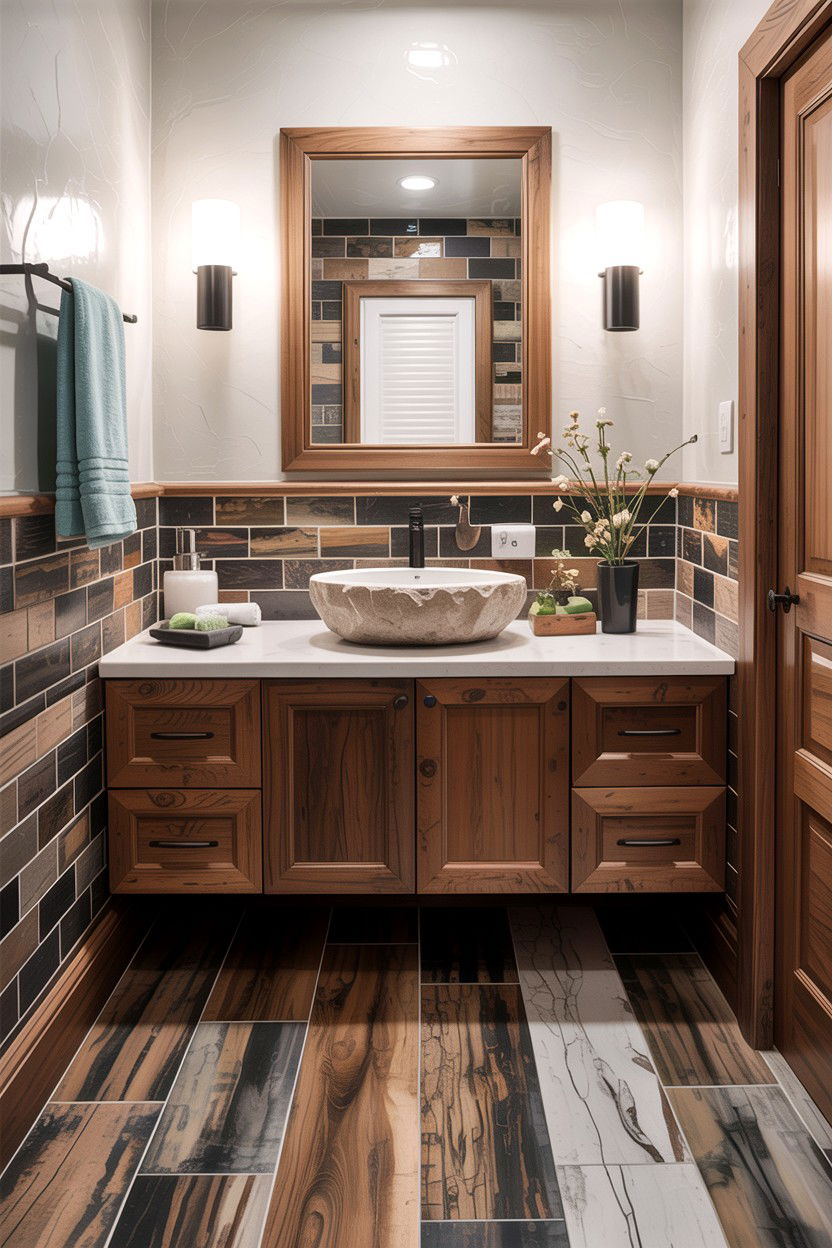 Wood Look Tile Baseboard - 30 bathroom baseboard ideas