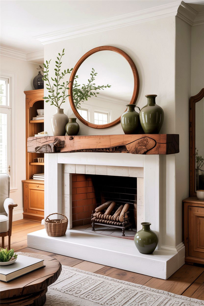 Wood Mantle - 30 rustic white living room ideas