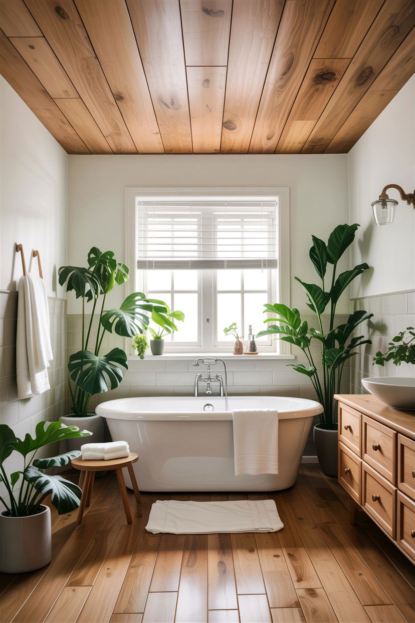 Wood Plank Bathroom Ceiling - 30 bathroom ceiling statement ideas