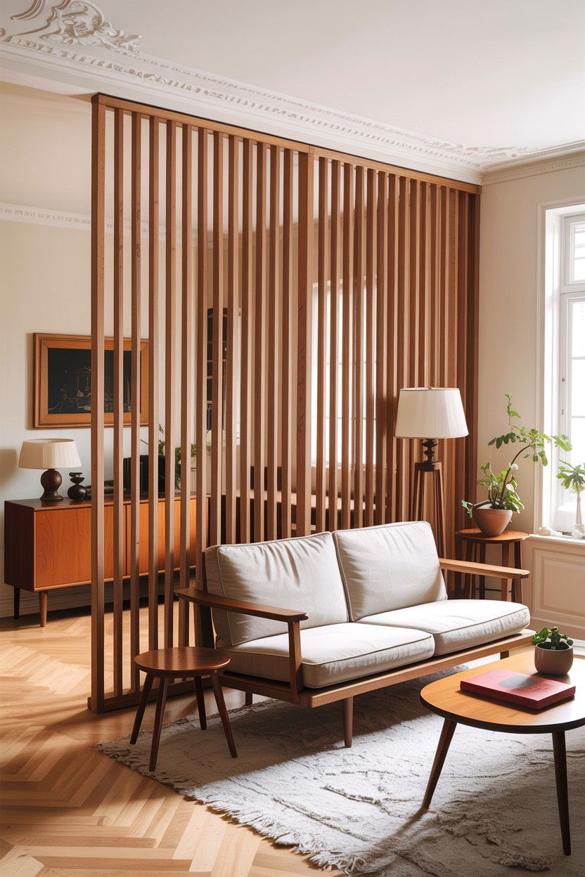 Wood Room Divider - 30 living room custom woodwork ideas