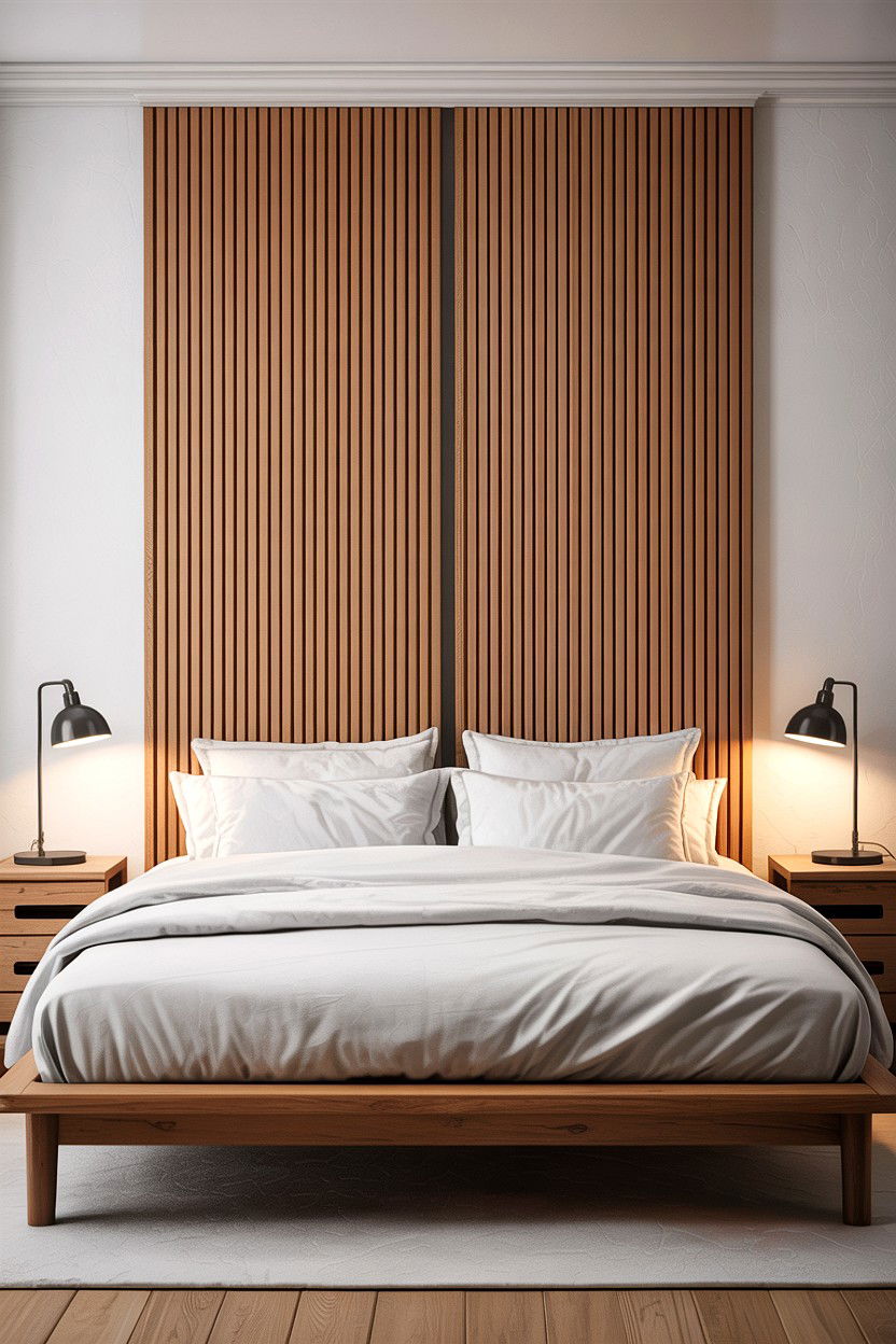 Wood Slat Headboard - 30 bedroom DIY headboard ideas
