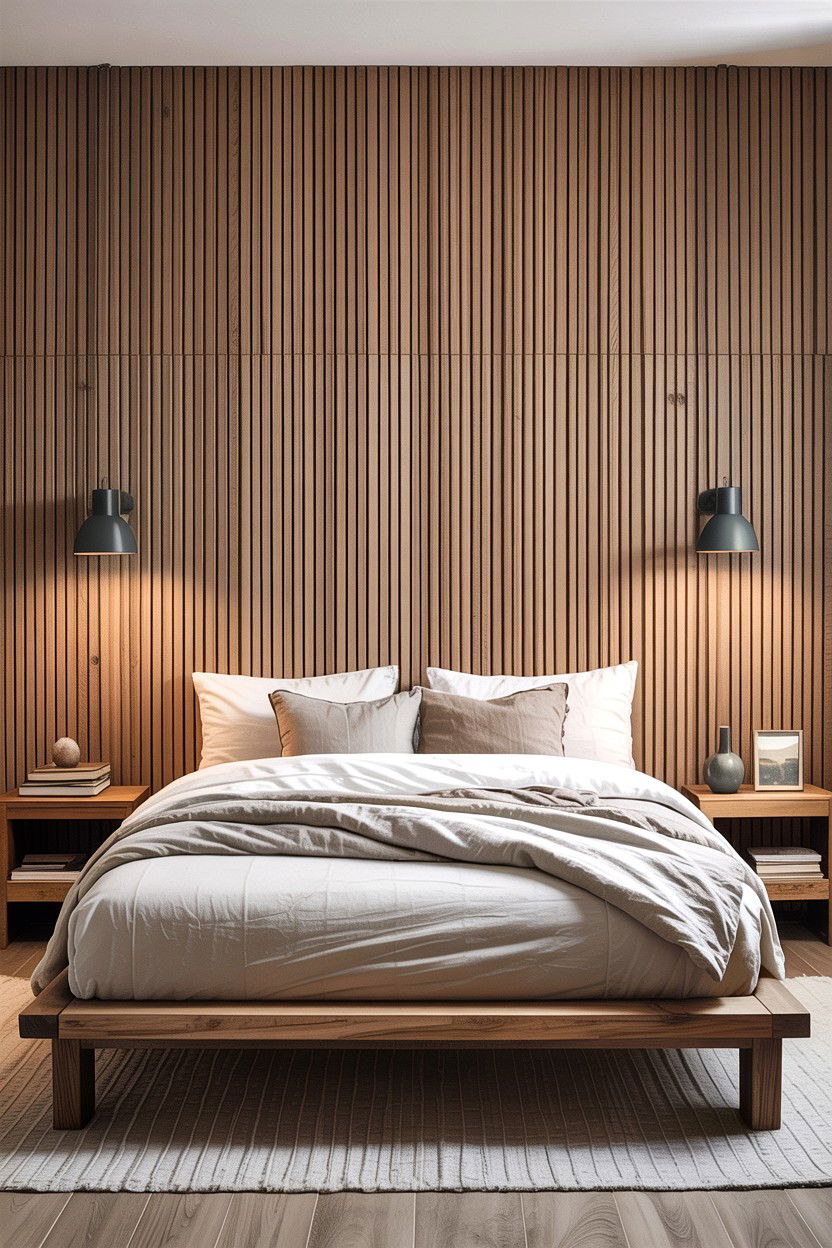 Wood Slat Wall - 30 bedroom wall ideas