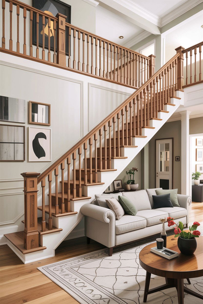 Wood Staircase Railing - 30 living room custom woodwork ideas