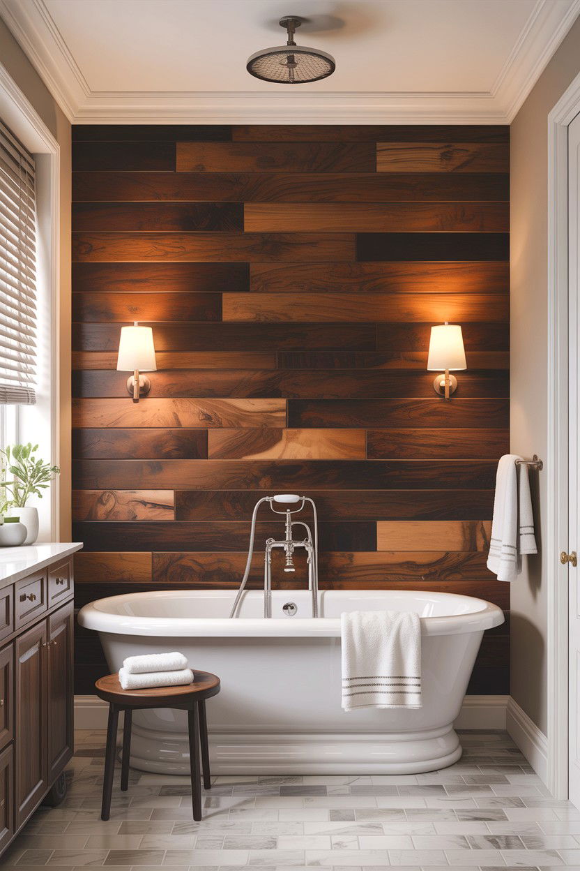 Wood bathroom accent wall - 30 bathroom design ideas