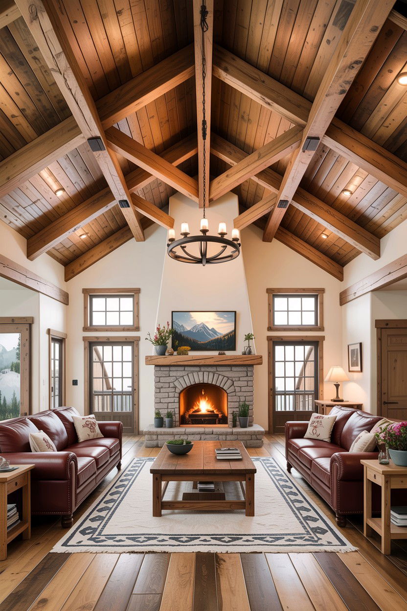 Wood beam ceiling - 30 DIY living room ideas