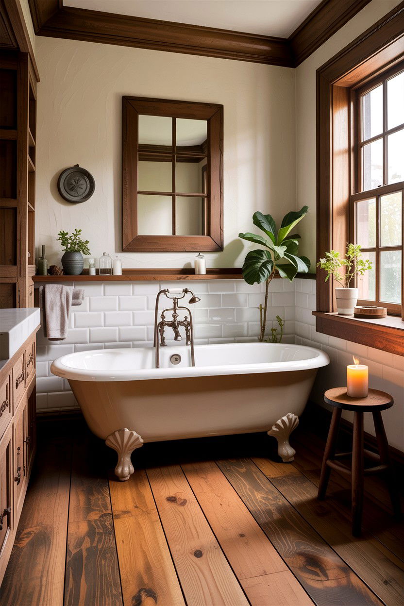 Wood floor clawfoot tub - 30 clawfoot tub ideas