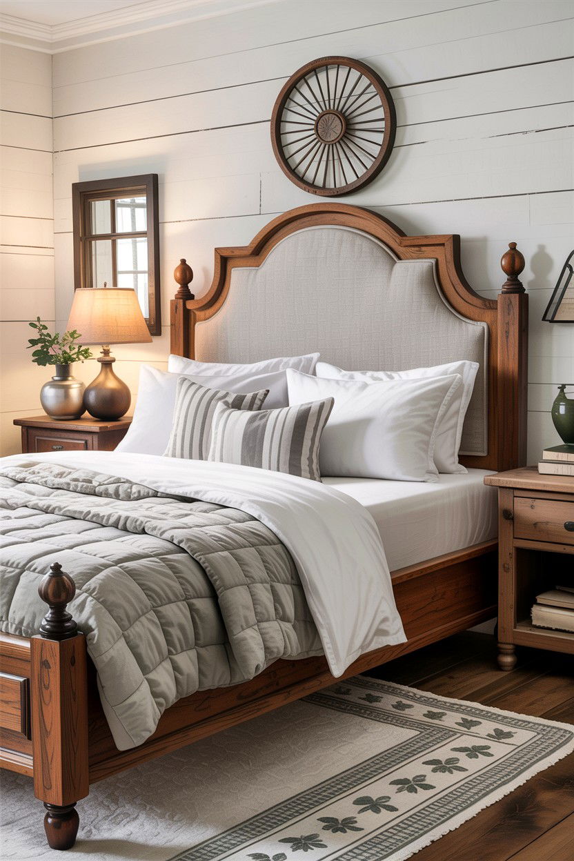 Wood frame linen headboard - 30 bedroom linen headboards