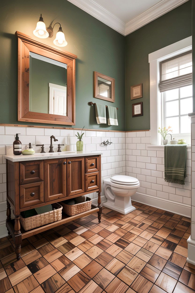 Wood look basketweave tile - 30 basketweave pattern bathroom ideas