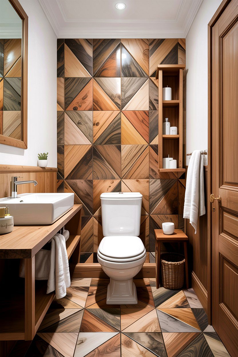 Wood look diamond tile - 30 diamond tile bathroom ideas