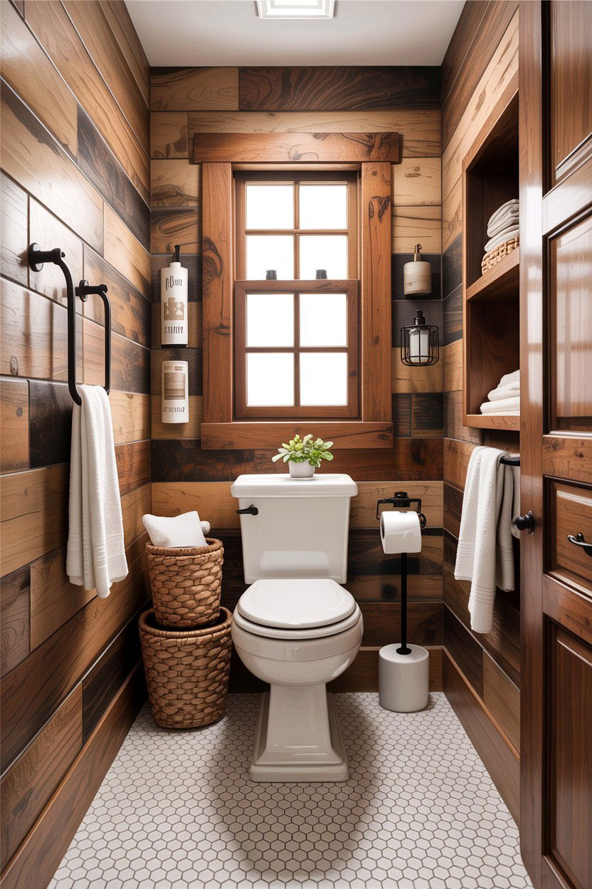 Wood look hexagon tile bathroom - 30 honeycomb tile bathroom ideas