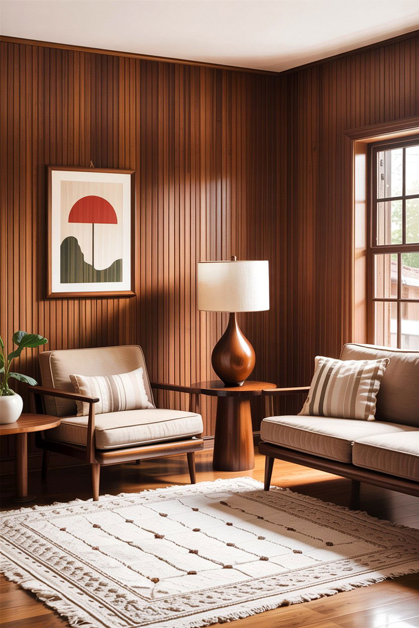 Wood paneling living room - 30 forest living room ideas