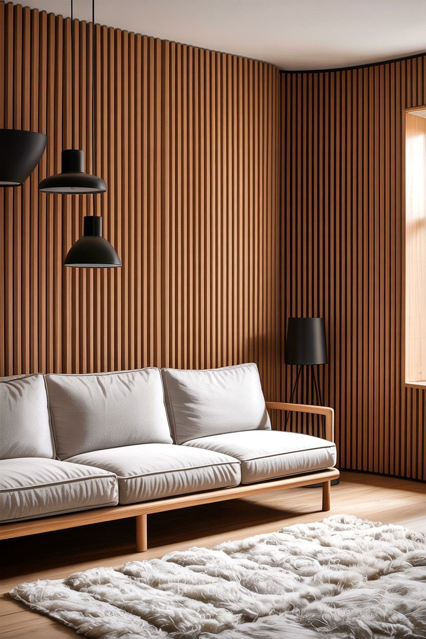 Wood slat wall - 30 living room accent wall ideas