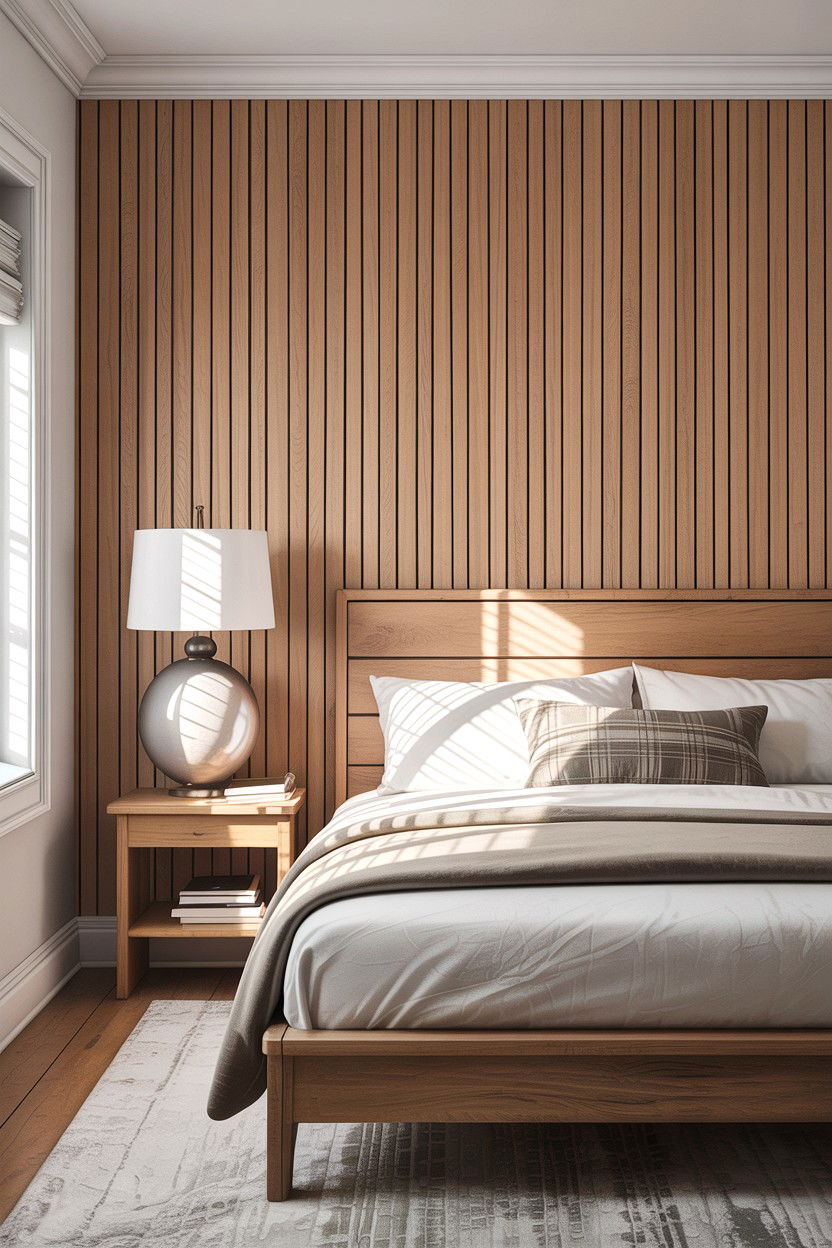 Wood slat wallpaper - 30 bedroom accent wall wallpapers