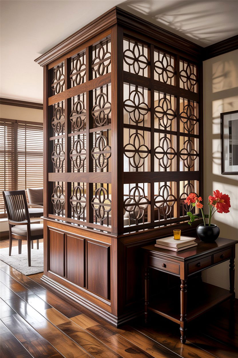 Wooden Jali Partition Design - 30 Indian living room ideas