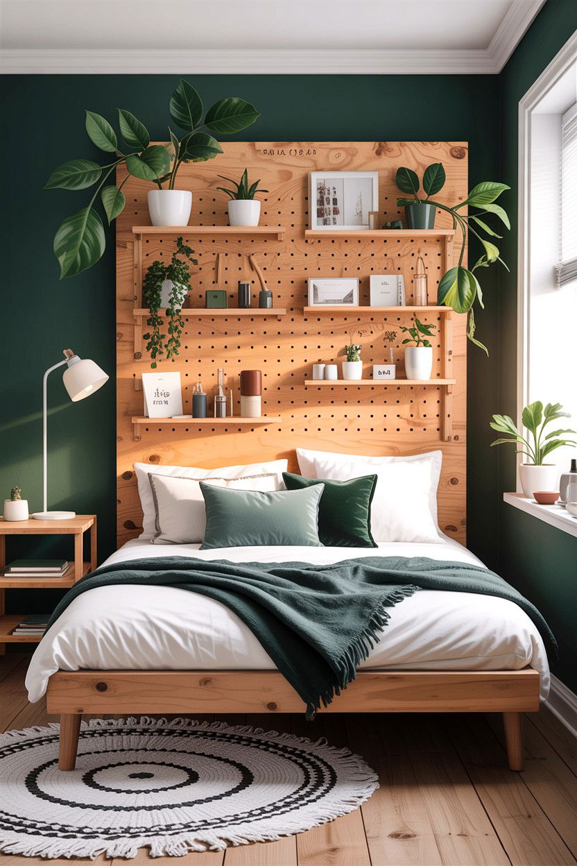 Wooden Pegboard Shelf - 30 bedroom book displays