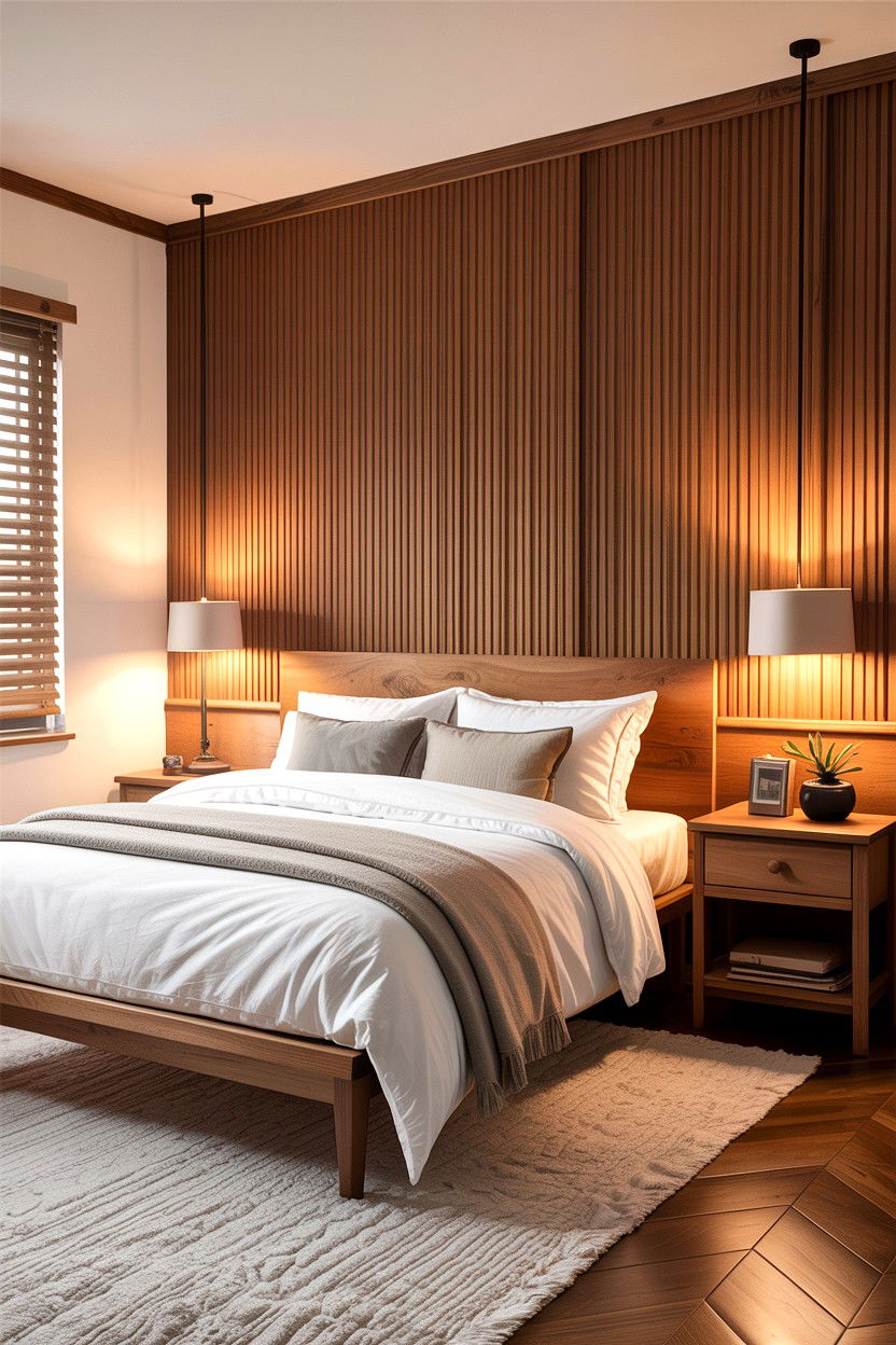 Wooden Slats Wall Bedroom - 30 condo bedroom ideas