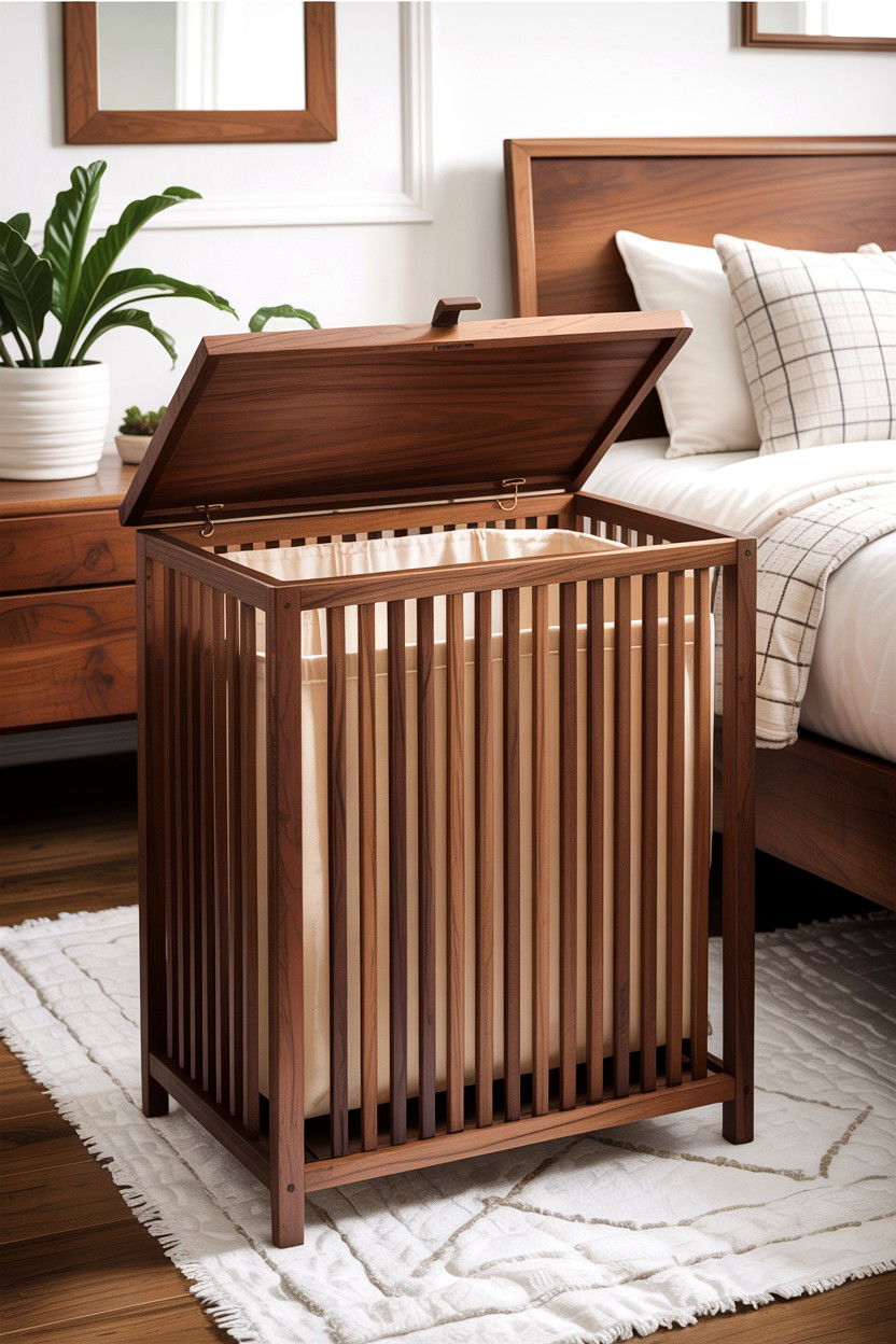 Wooden Slatted Hamper - 30 bedroom laundry baskets