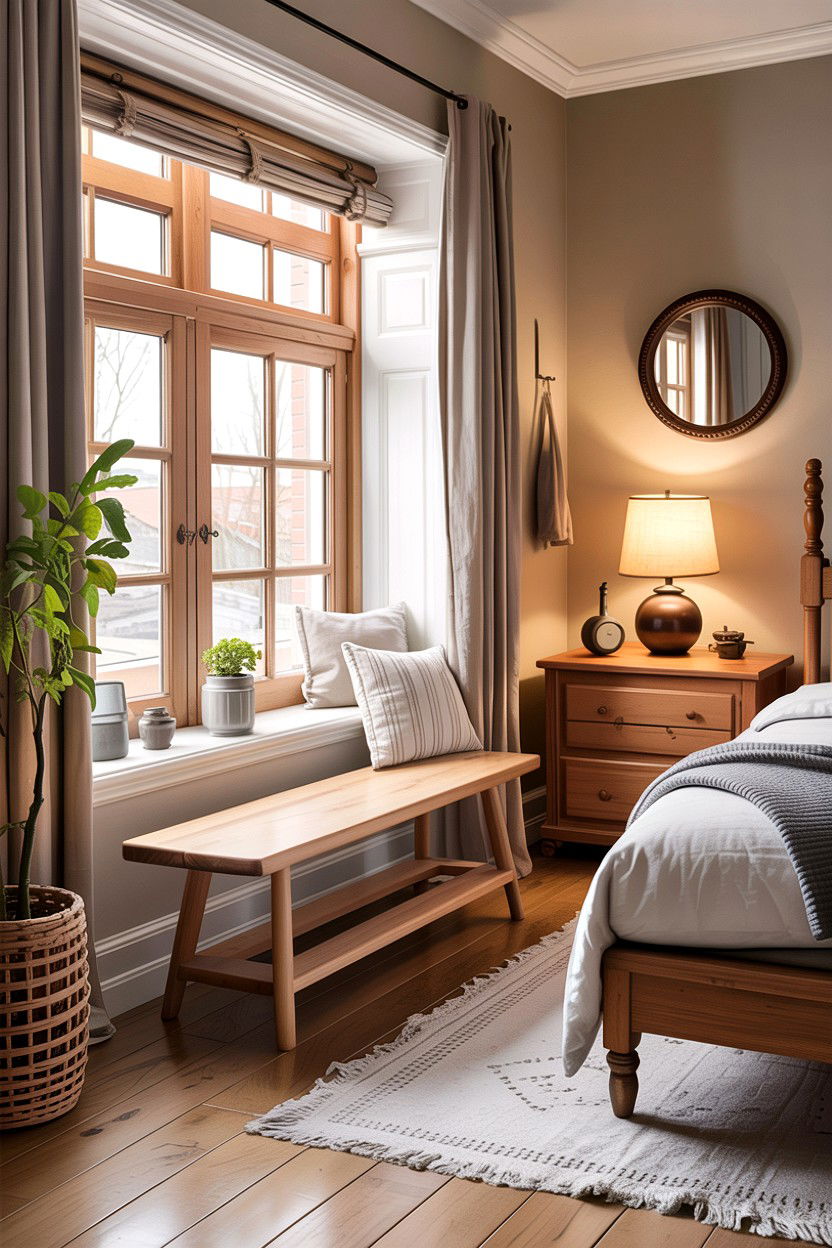Wooden Window Bench - 30 bedroom window benches