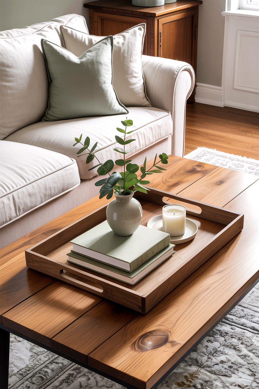 Wooden coffee table tray - 30 living room decorative trays