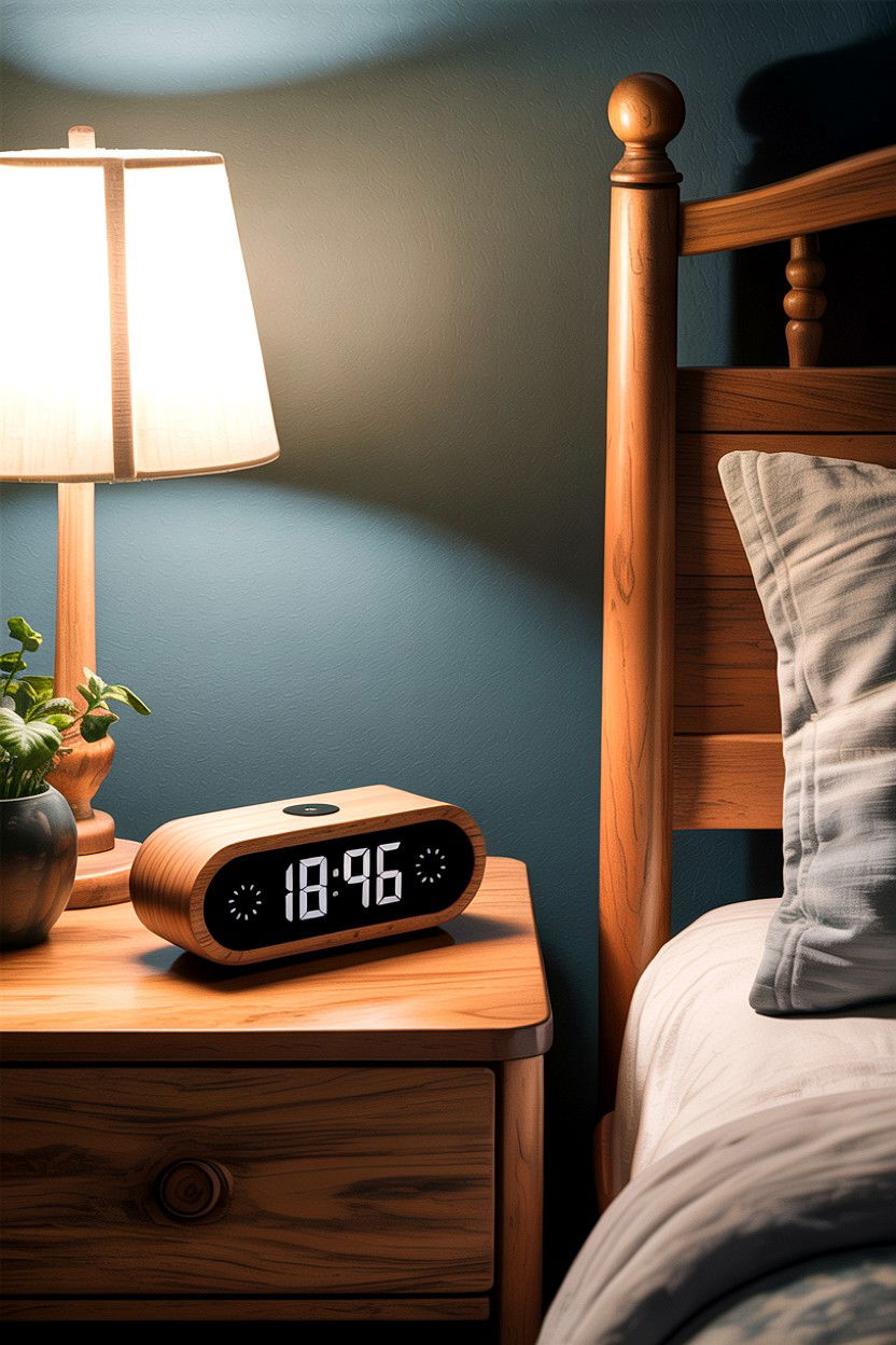 Wooden led alarm clock - 30 bedroom clock ideas