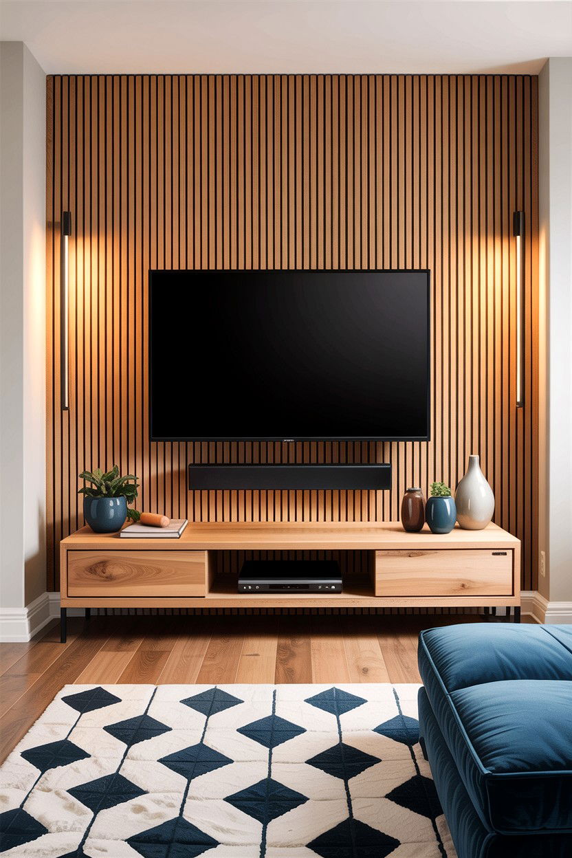 Wooden slat wall - 30 condo living room ideas