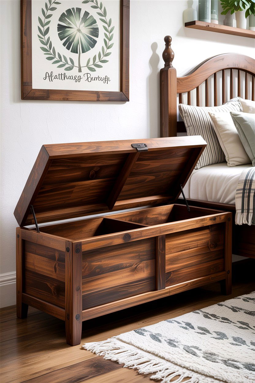 Wooden storage bench - 30 bedroom storage benches