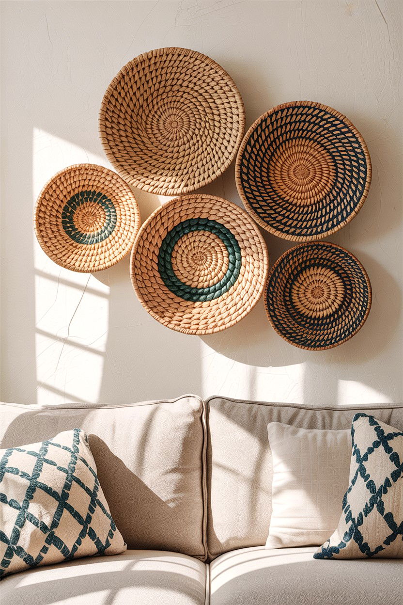 Woven Basket Bowl Wall - 30 living room decorative bowls