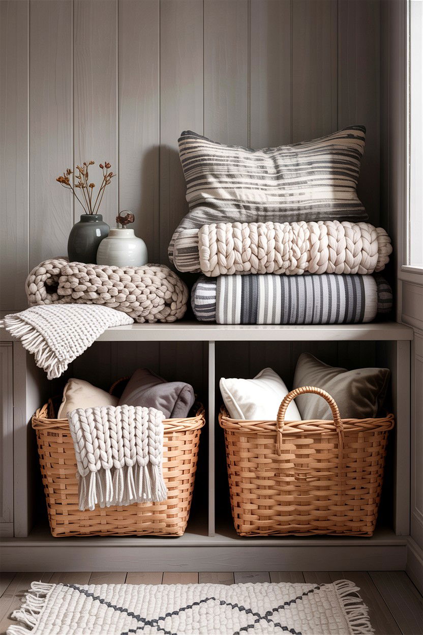 Woven Basket Storage - 30 bedroom collection display ideas