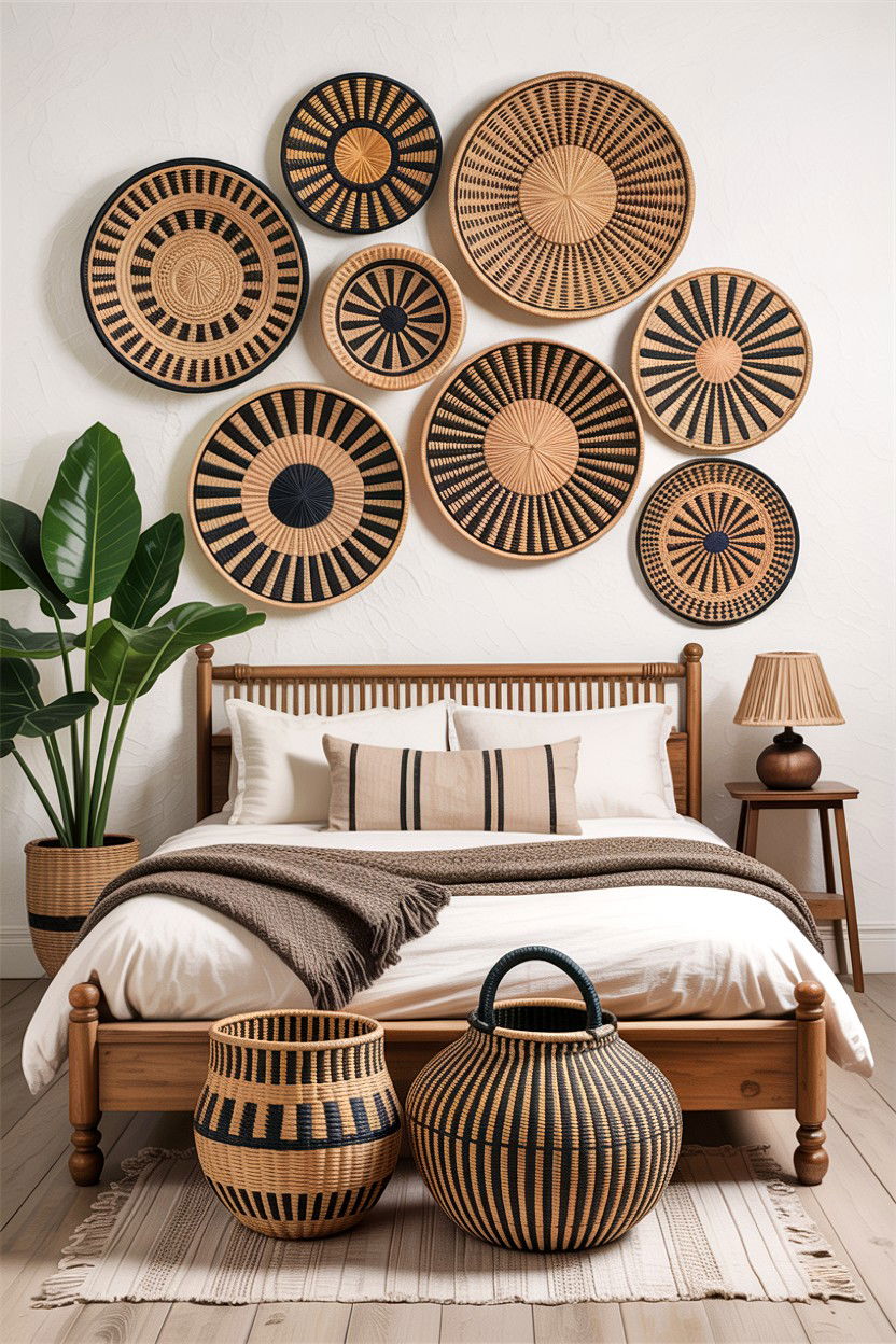 Woven Baskets - 30 bedroom wall ideas