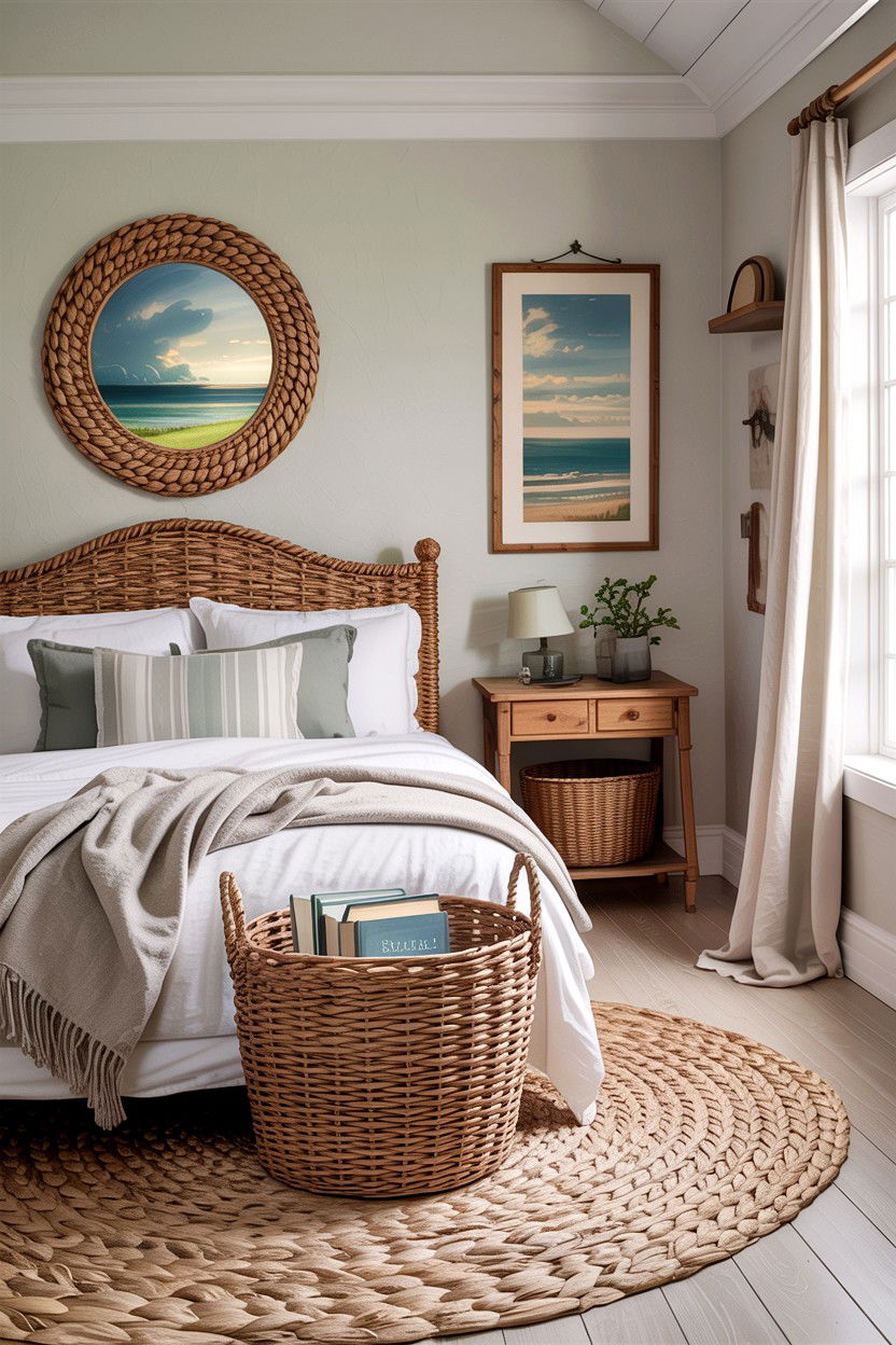 Woven Book Basket - 30 bedroom book displays
