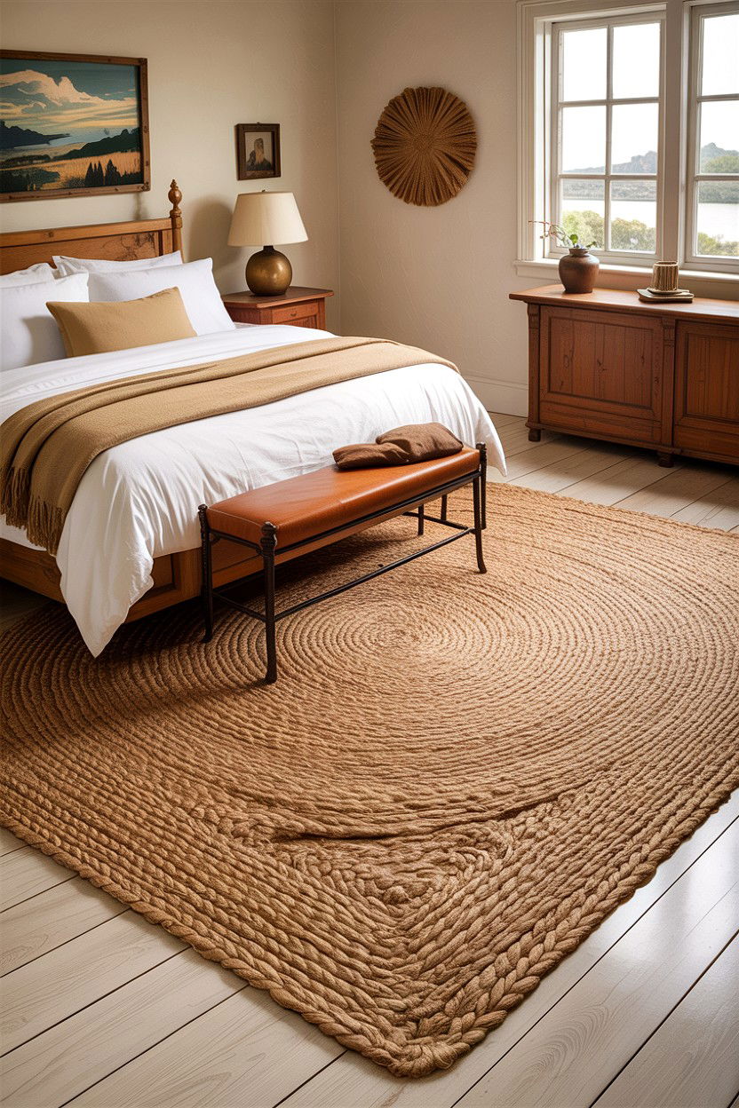 Woven Jute Rug - 30 California casual bedroom ideas