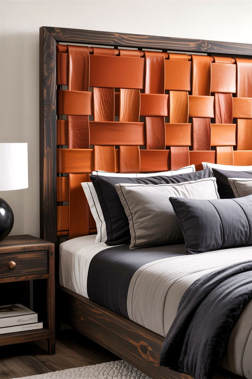 Woven Leather Headboard - 30 bedroom DIY headboard ideas