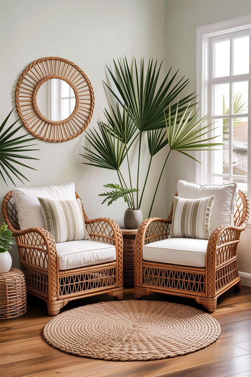 Woven Rattan Furniture - 30 fixer upper living room ideas