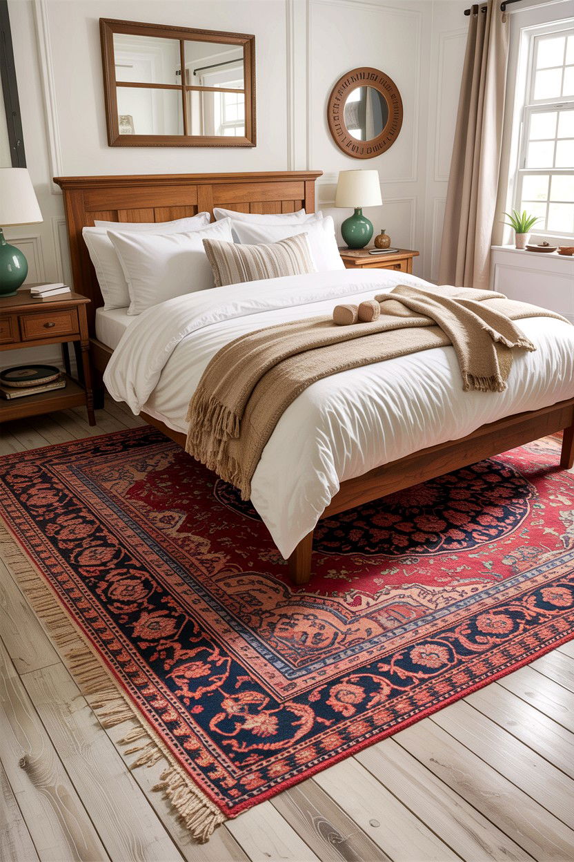 Woven Rug Placement - 30 fixer upper bedroom ideas