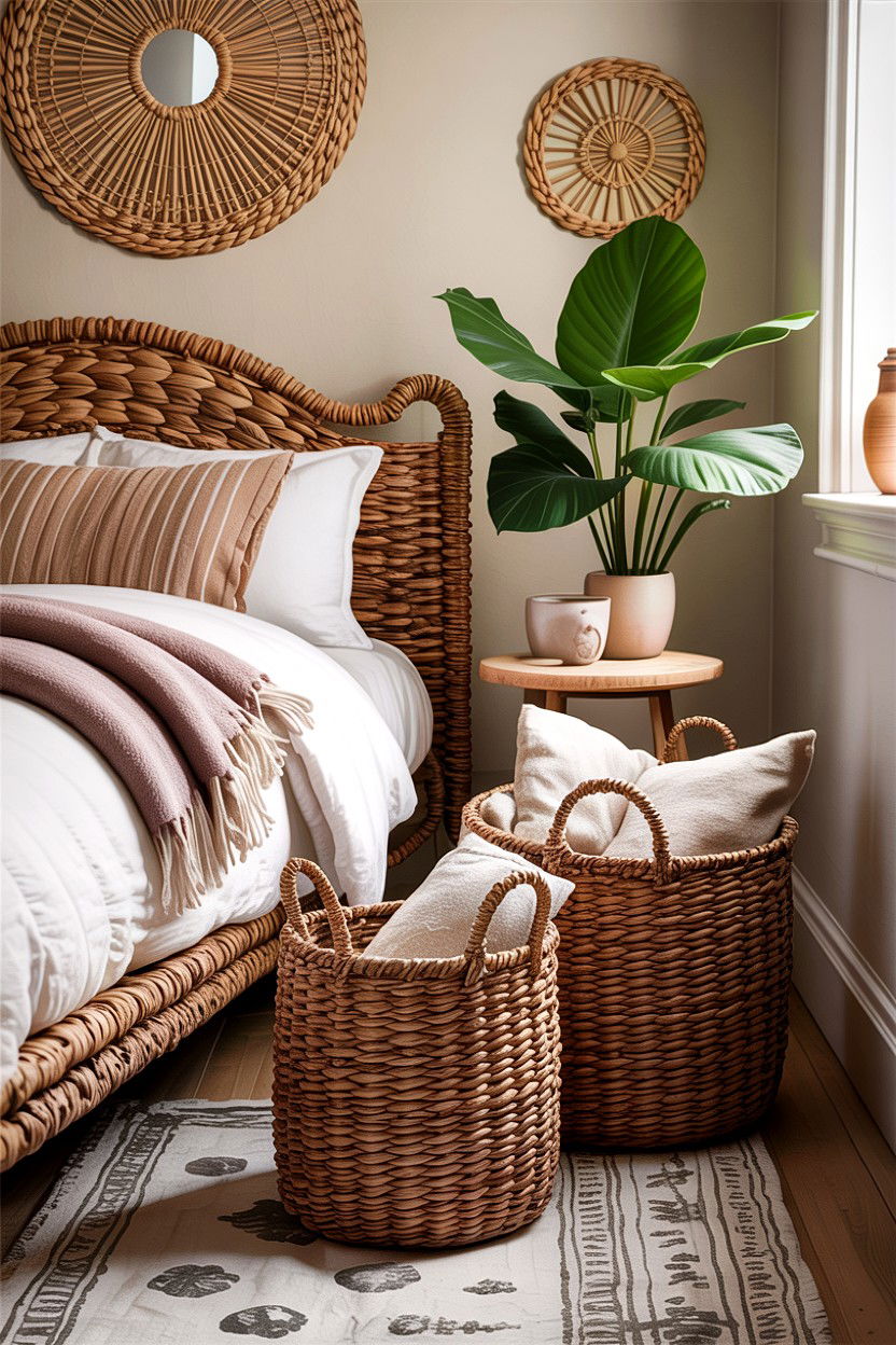 Woven Seagrass Baskets - 30 bedroom storage bins