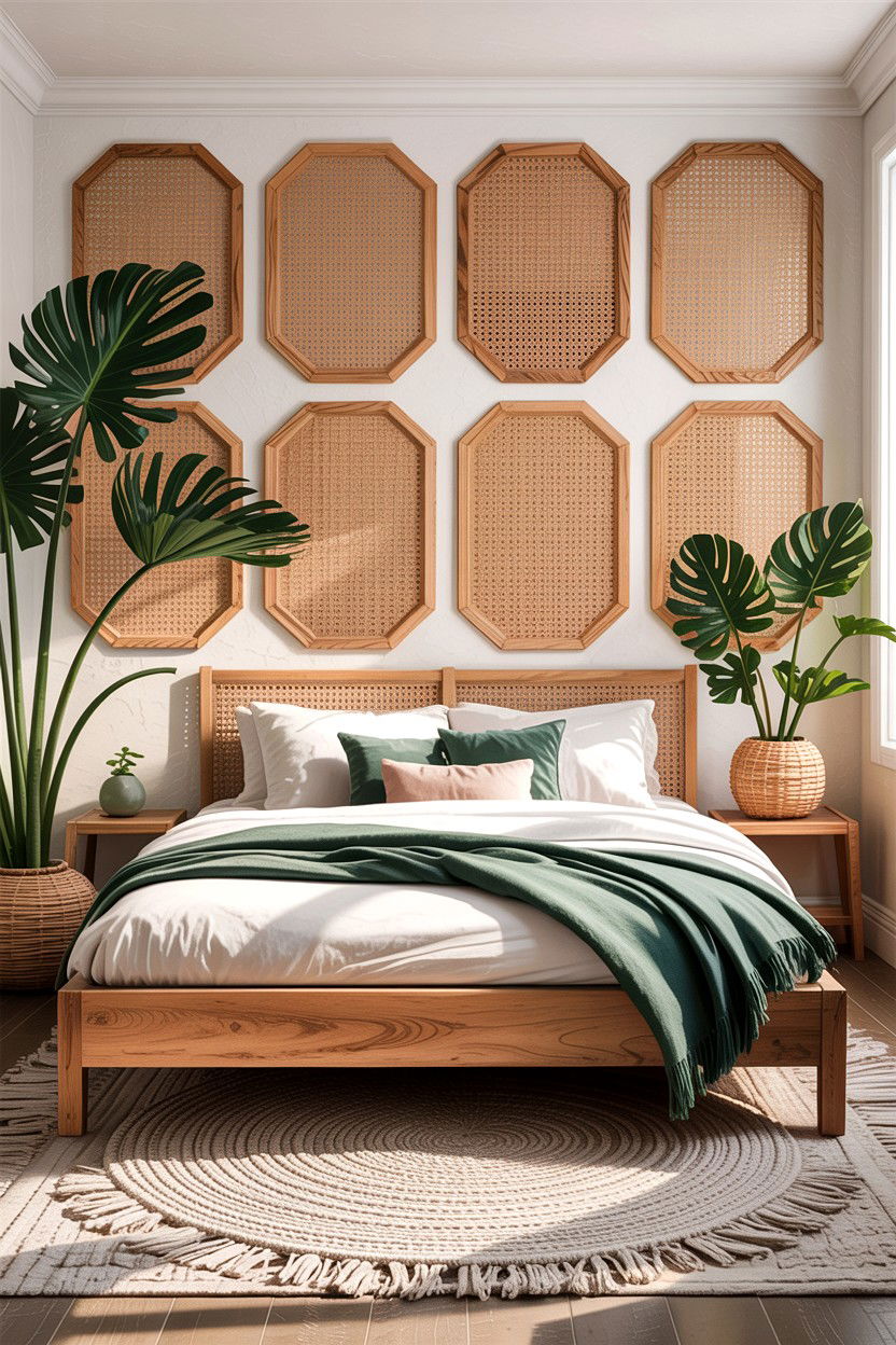 Woven cane wall panels - 30 bedroom textured walls