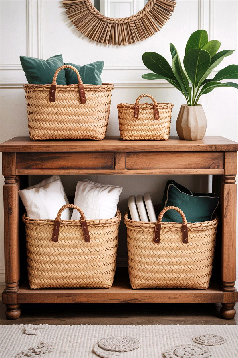 Woven storage basket - 30 handcrafted living room ideas