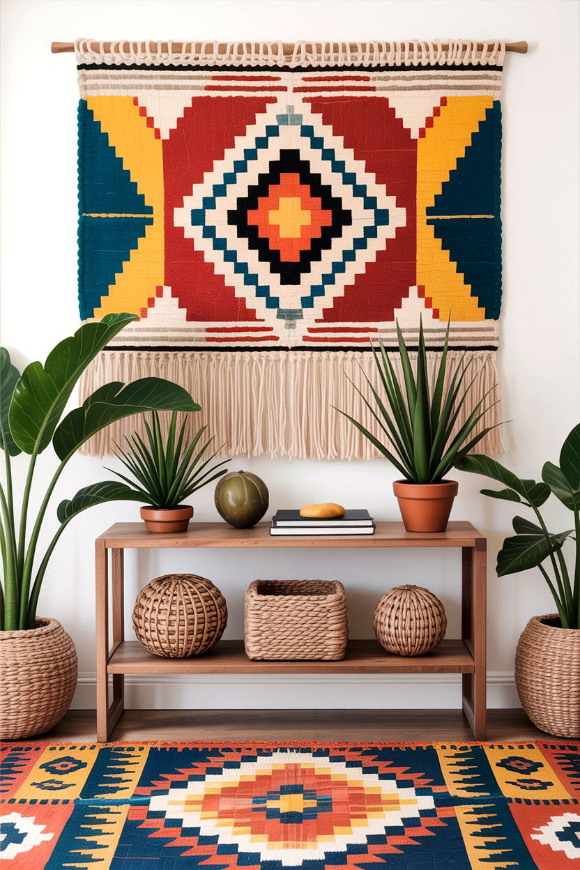 Woven wall hanging living room - 30 Southwestern living room ideas