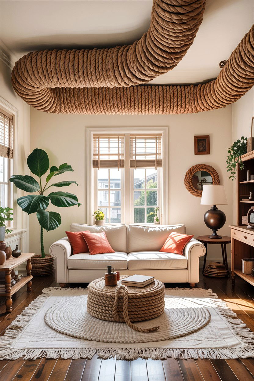 Wrapped living room air ducts - 30 exposed ductwork living room ideas