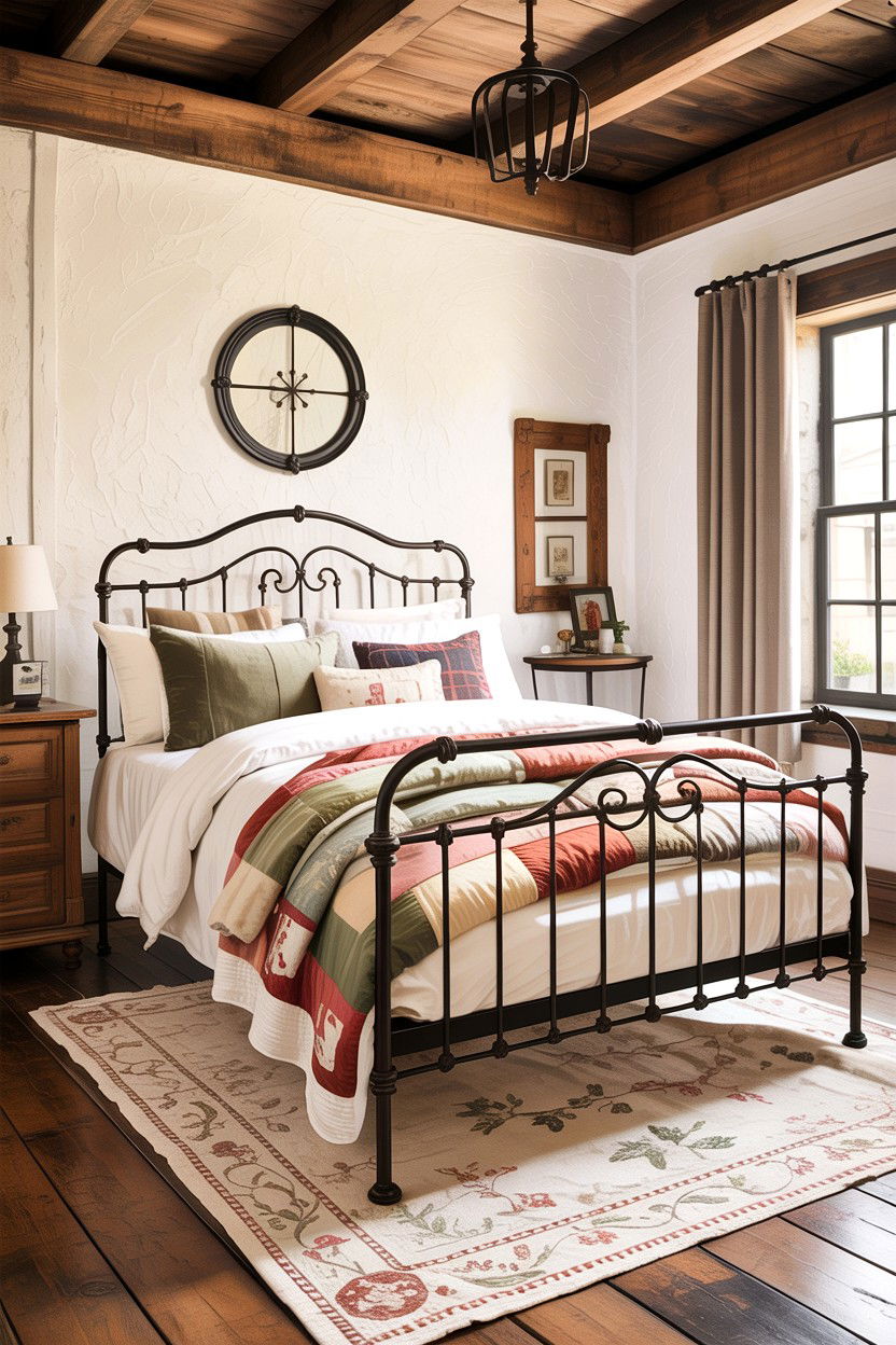 Wrought Iron Bed Frame - 30 country house bedroom ideas