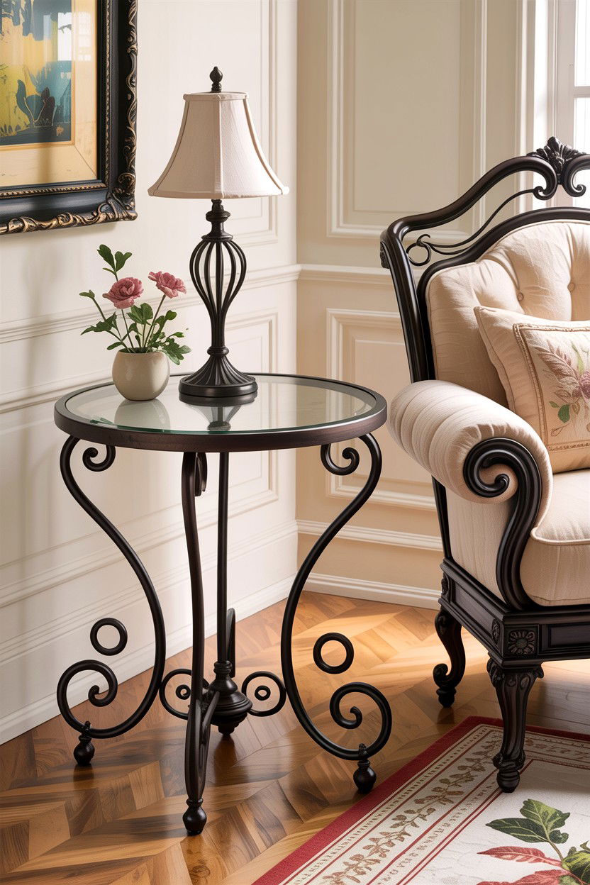 Wrought iron side table - 30 living room Provence furniture ideas