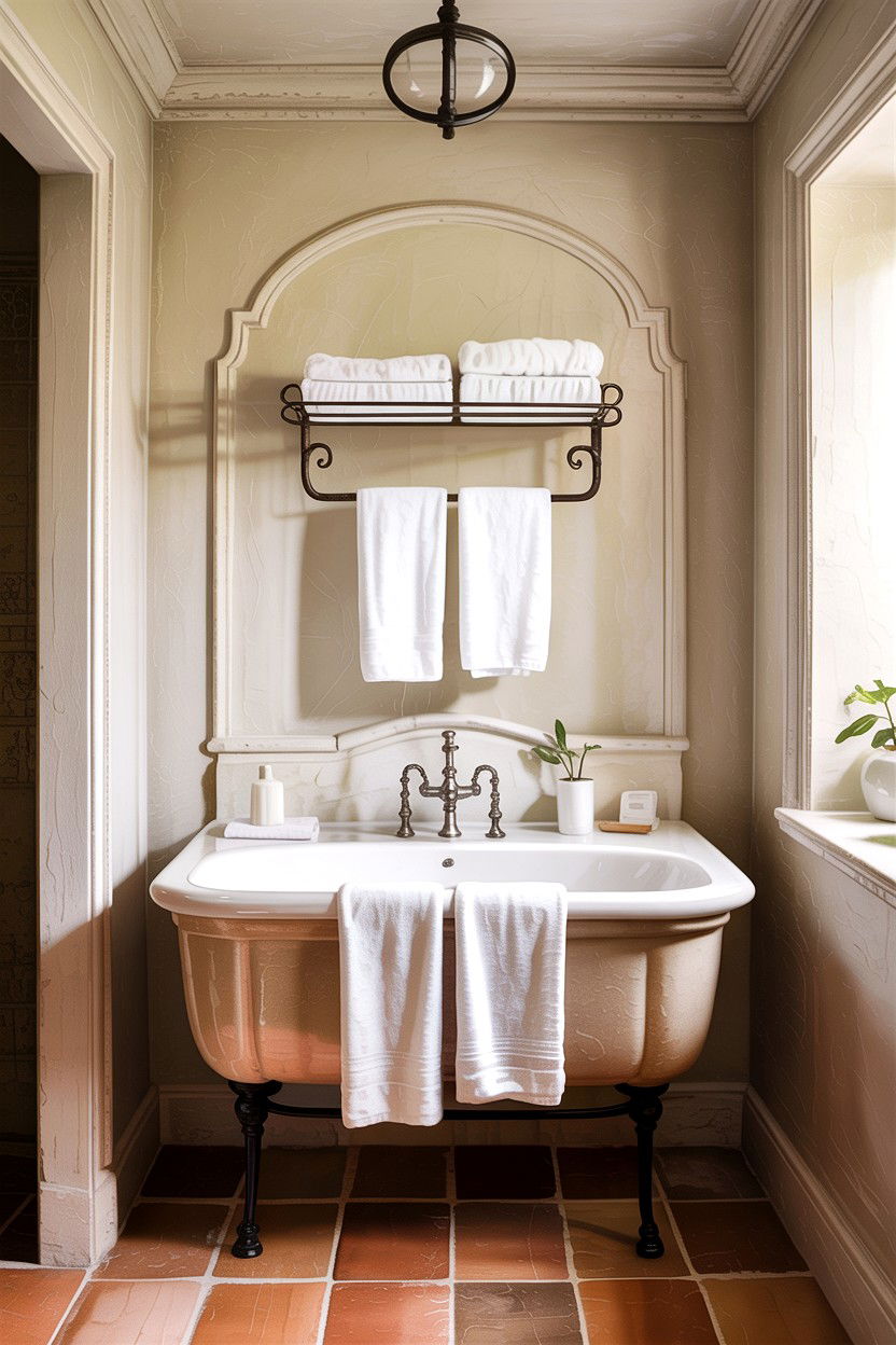 Wrought iron towel rack - 30 antique bathroom ideas