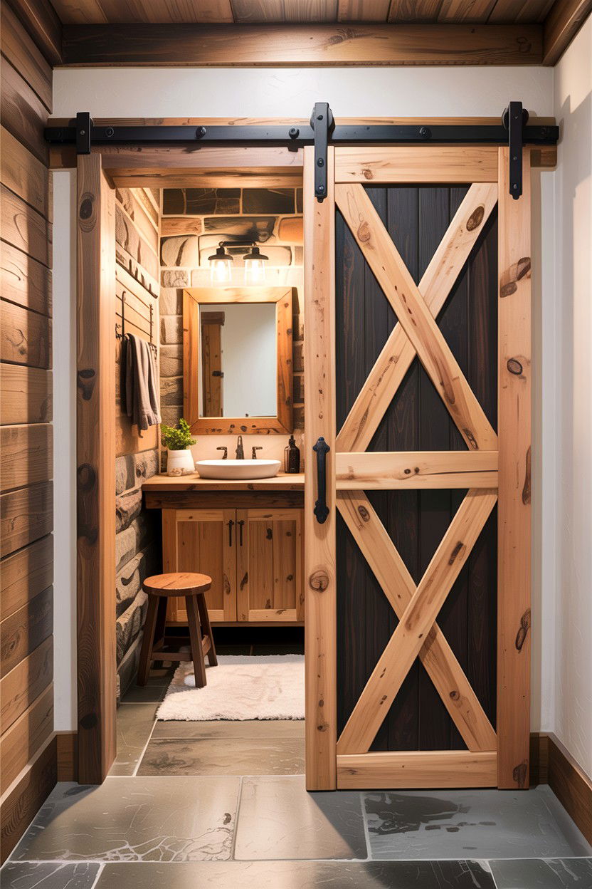 X brace barn door - 30 bathroom barn door ideas
